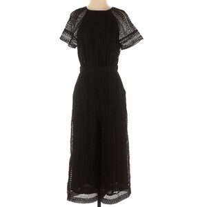 H&M Black Lace Short-Sleeve Jumpsuit Romper